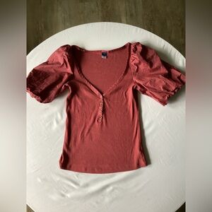 Old Navy Coral Puff Sleeve Blouse